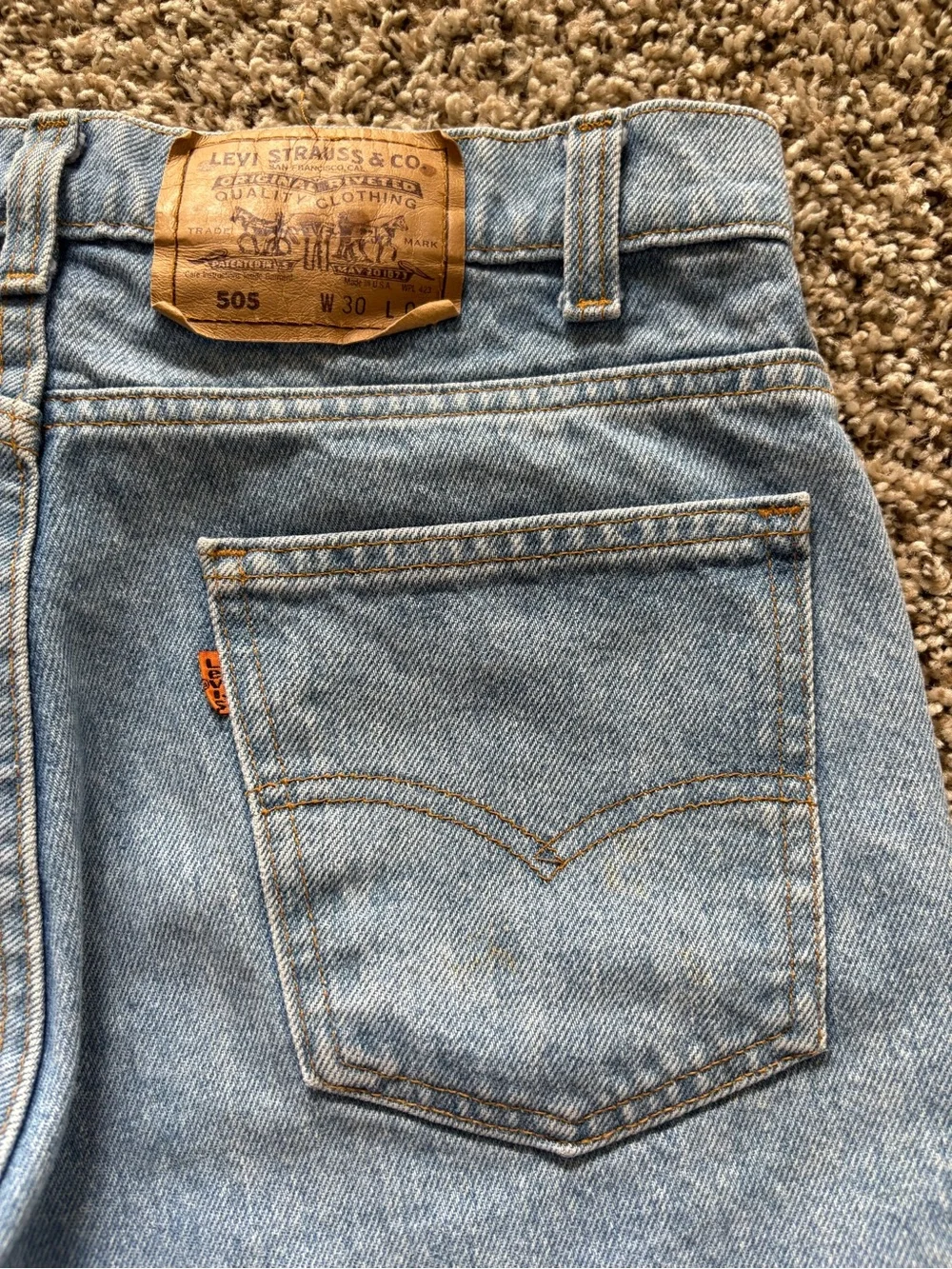 Vintage Levi's 505 light wash denim shorts
